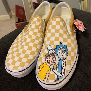 Rick & Morty yellow checkerboard Vans NWT